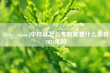 长沙中控证怎么考取需要什么条件2024年的